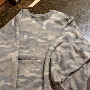 Express Gray Camouflage Crewneck Sweater